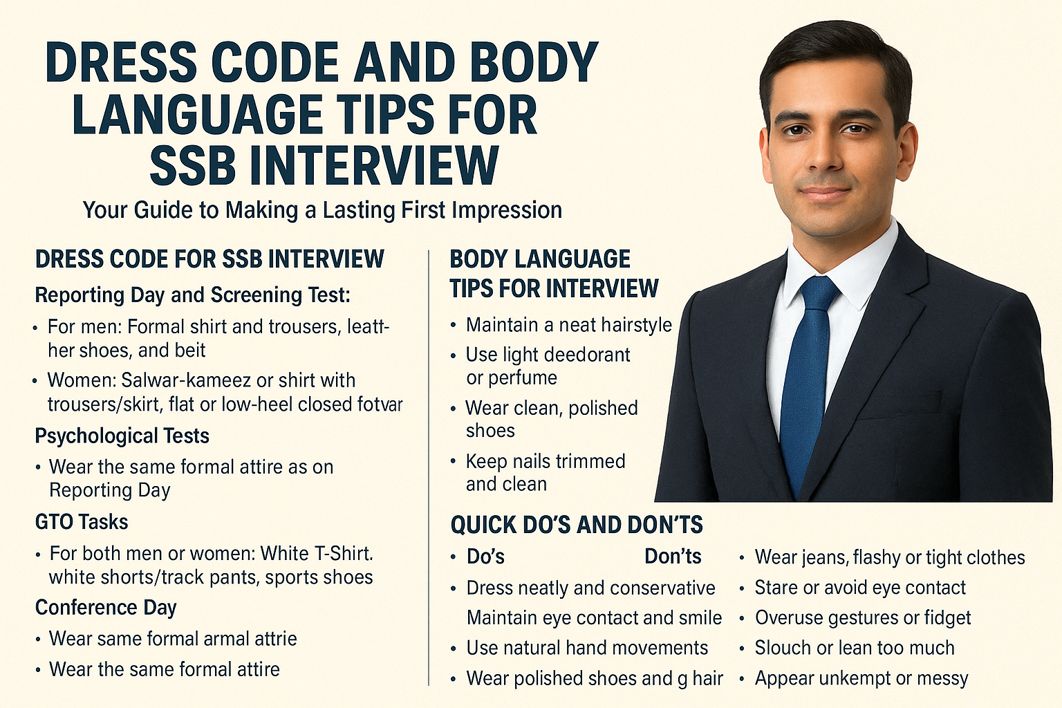 DRESS CODE AND BODY LANGUAGE TIPS FOR SSB INTERVIEW