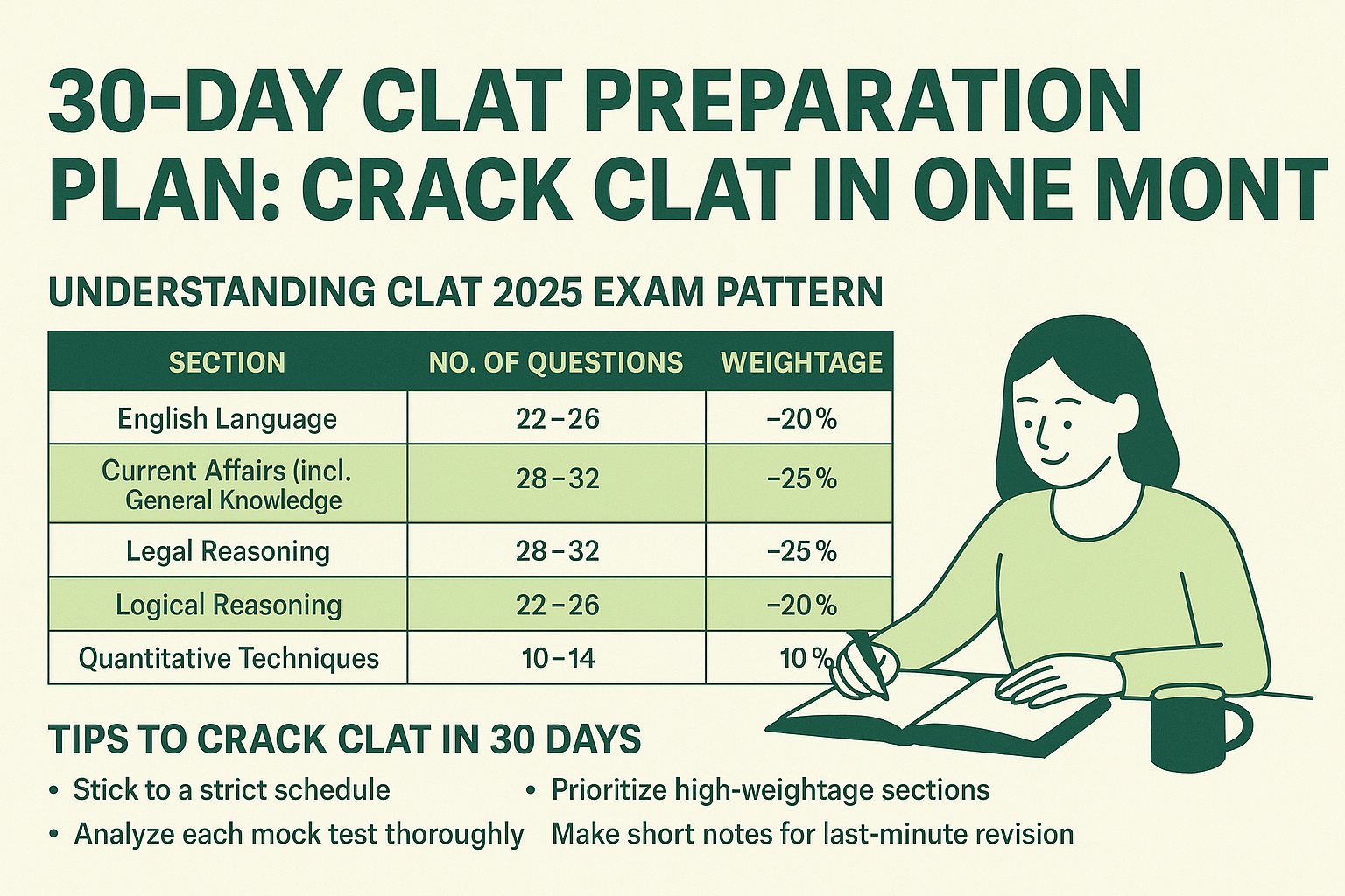 30-day clat preparation plan: crack clat in one month