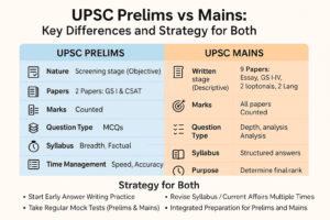 UPSC PRELIMS VS MAINS : KEY DIFFERENCES AND STRATEGY FOR BOTH
