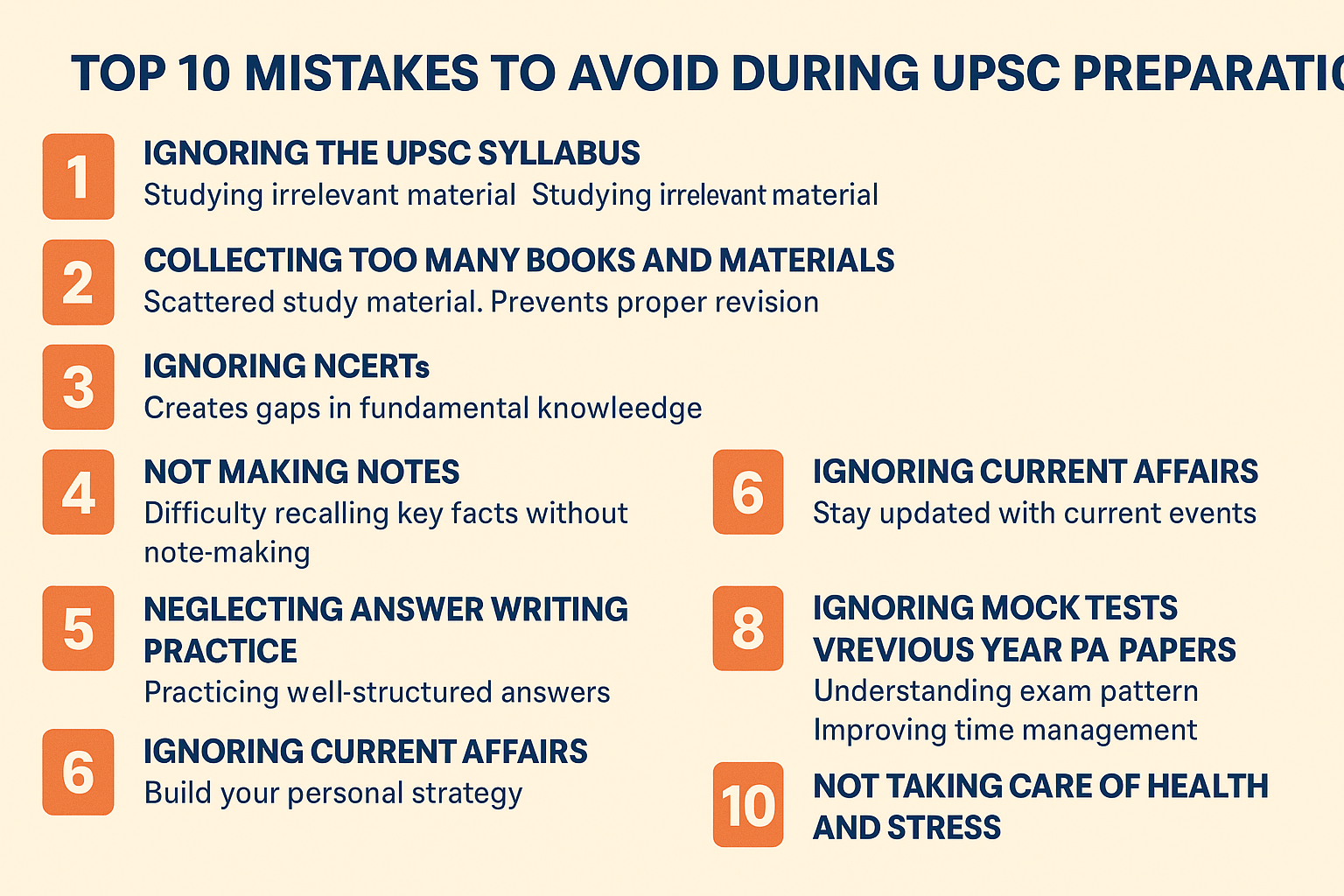 TOP 10 MISTAKES TO AVOID DURING UPSC PREPARATION