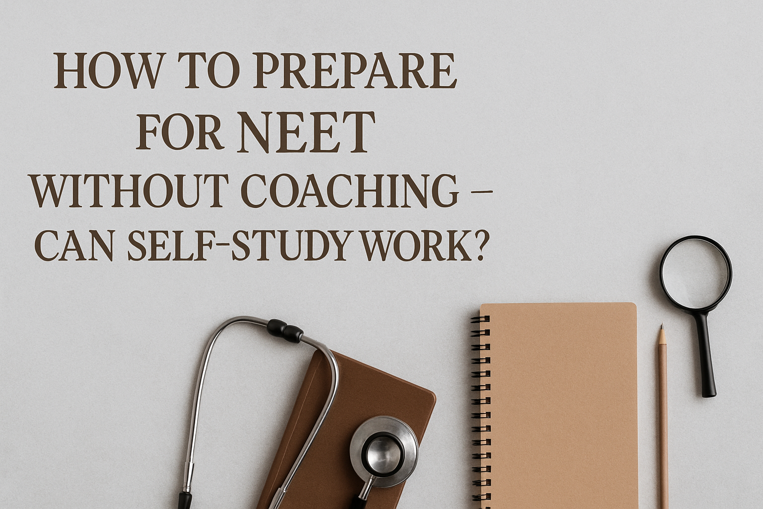 create an image relating to the topic HOW TO PREPARE FOR NEET WITHOUT COACHING – CAN SELF-STUDY WORK?