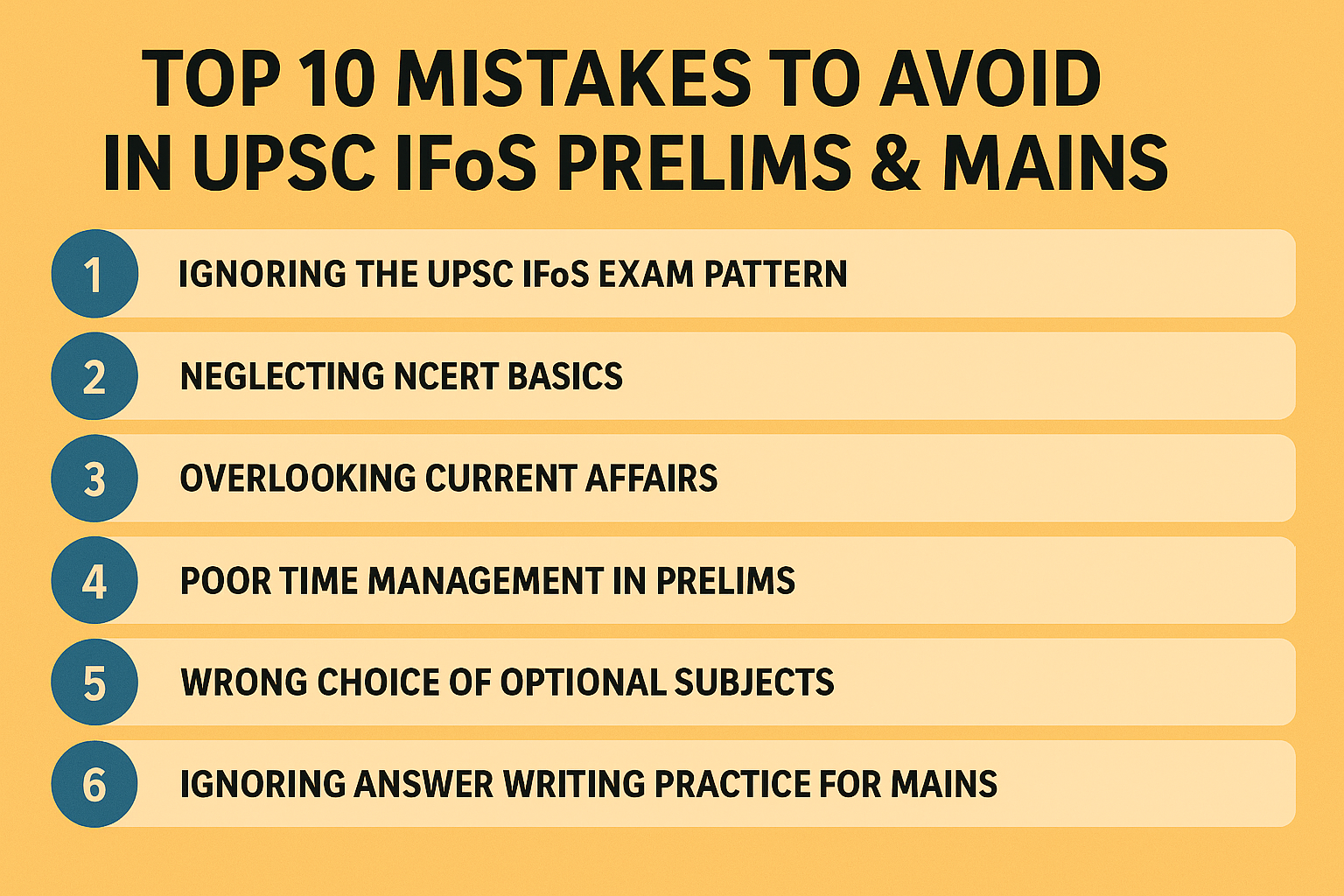 TOP 10 MISTAKES TO AVOID IN UPSC IFoS PRELIMS & MAINS