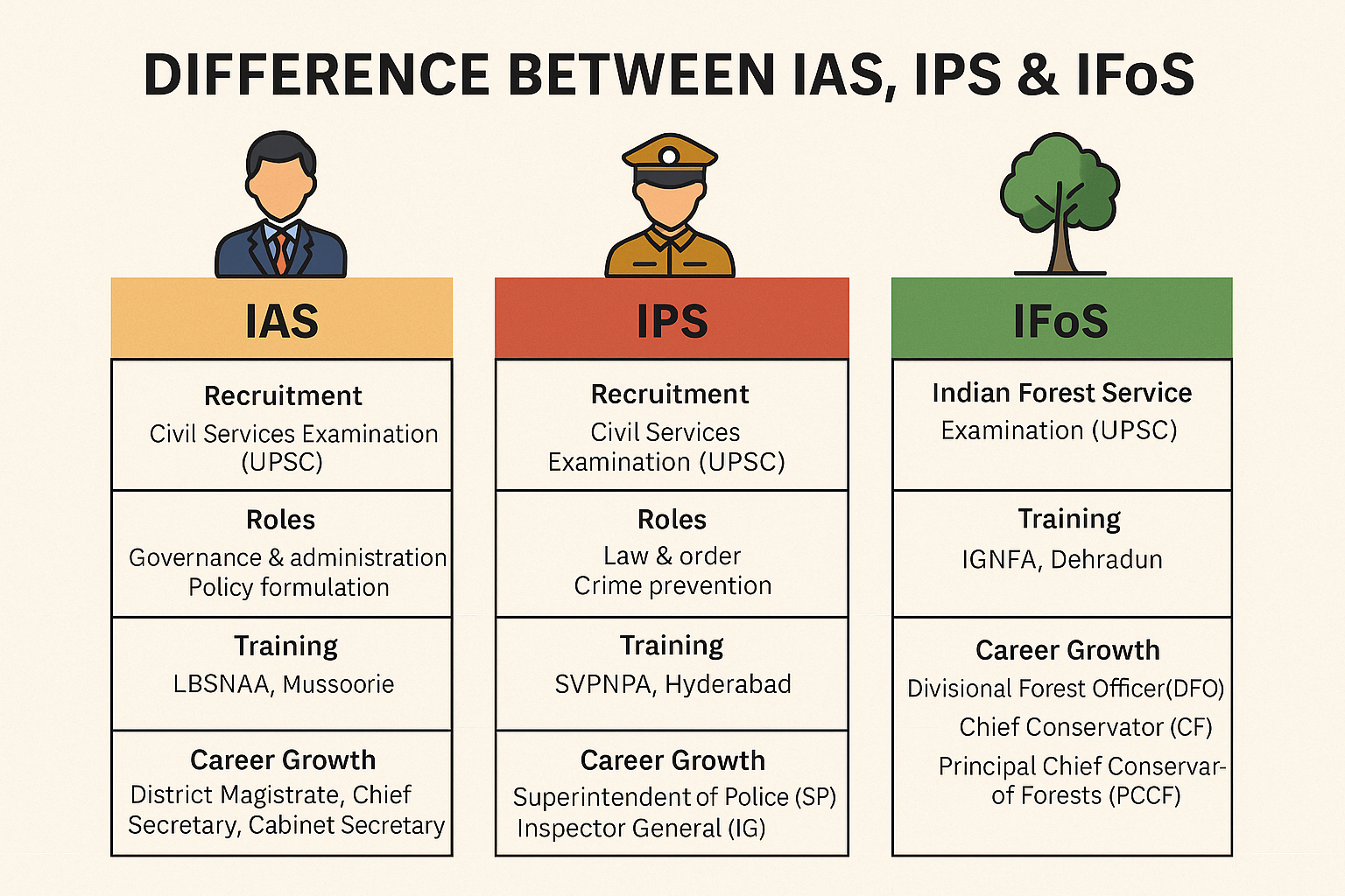 DIFFERENCE BETWEEN IAS, IPS & IFoS – WHICH ONE SHOULD YOU TARGET?