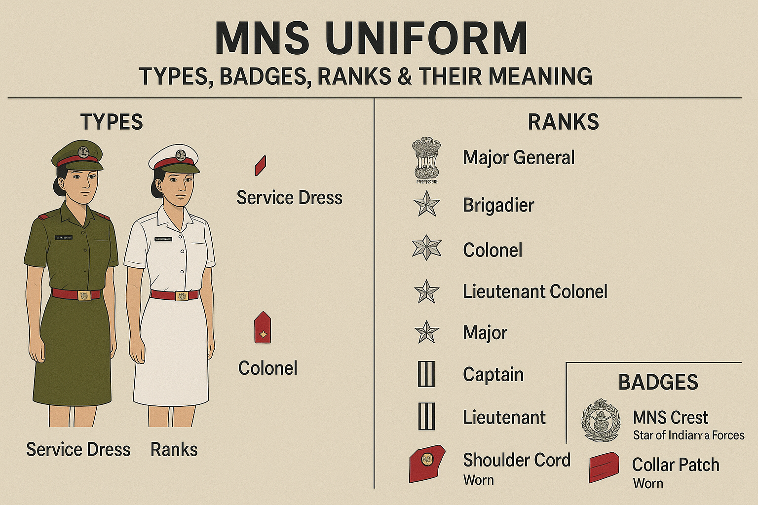 MNS Uniform: Types, Badges, Ranks & Their Meaning