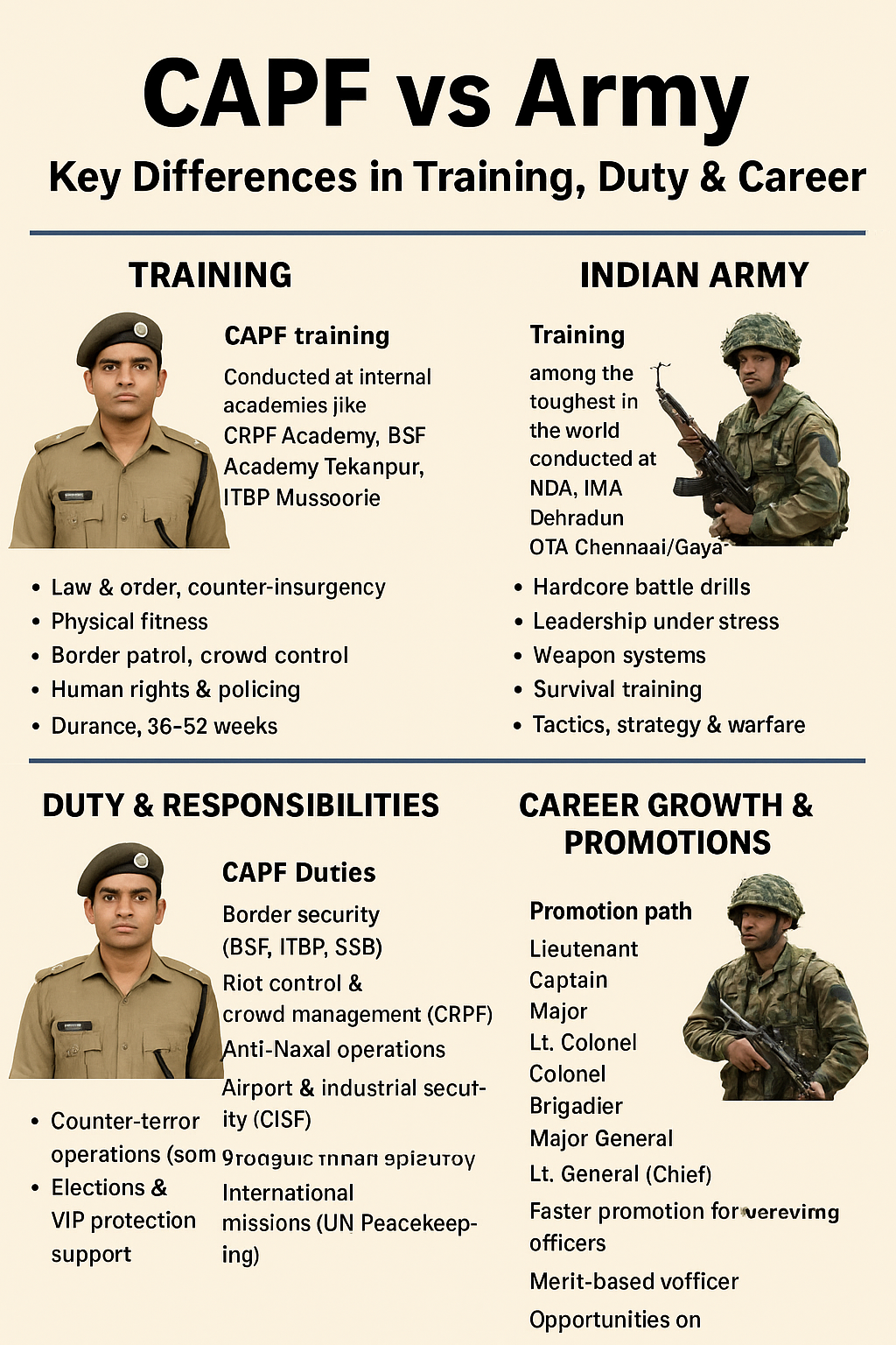 CAPF vs Army: Key Differences in Training, Duty & Career – Complete Guide