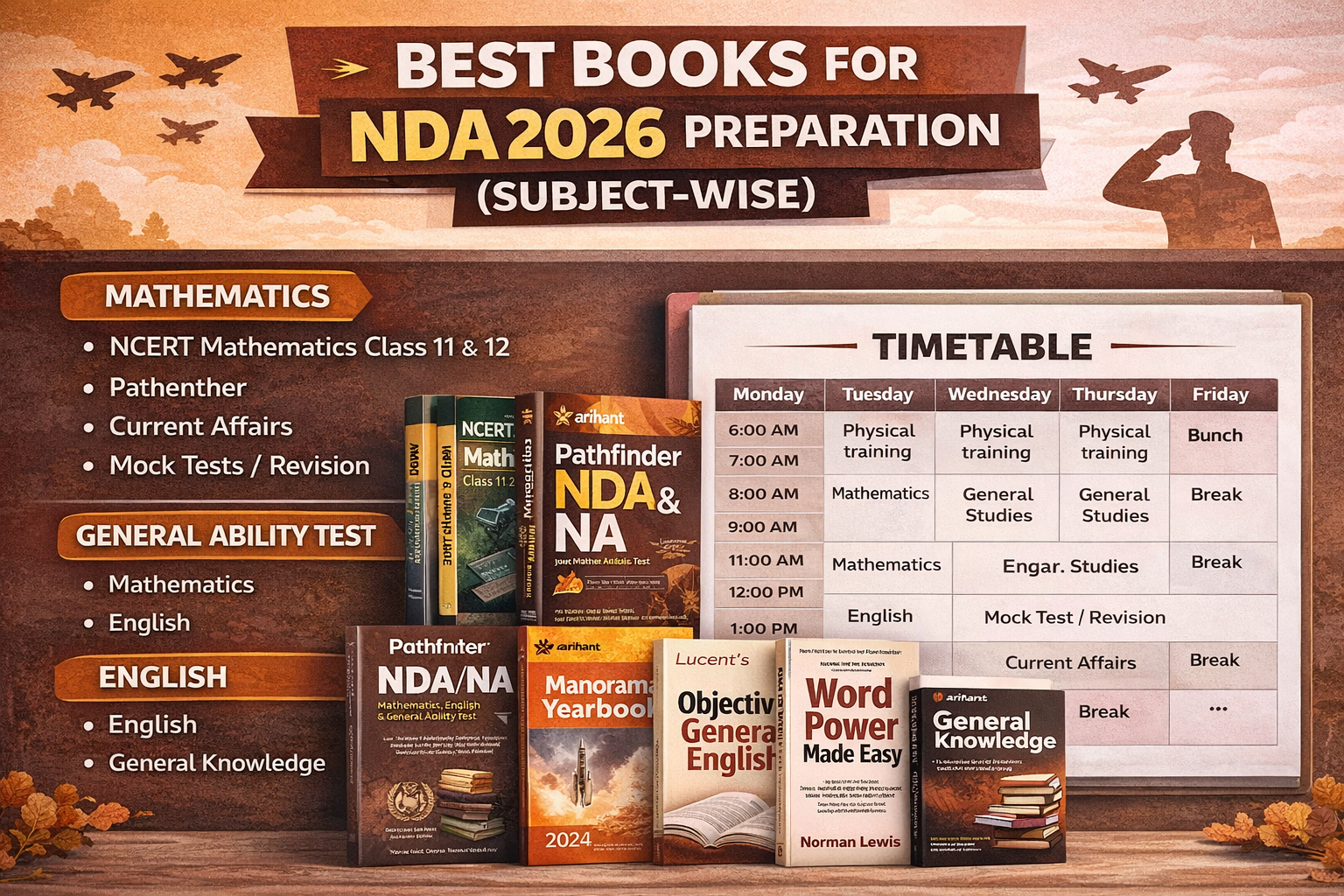 Best Books for NDA 2026 Preparation (Subject-Wise) – Complete & Updated Guide