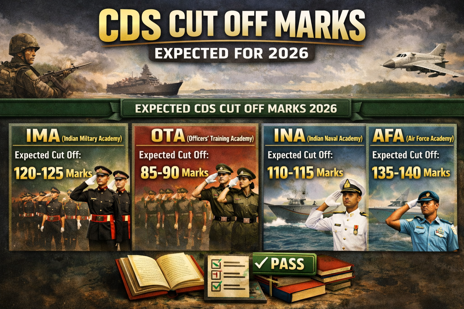 CDS Cut Off Marks (IMA, OTA, INA, AFA) – Expected for 2026
