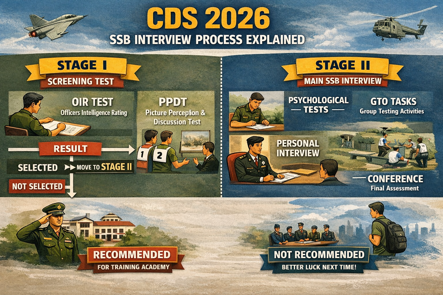 CDS 2026 SSB Interview Process Explained (Stage I & Stage II)