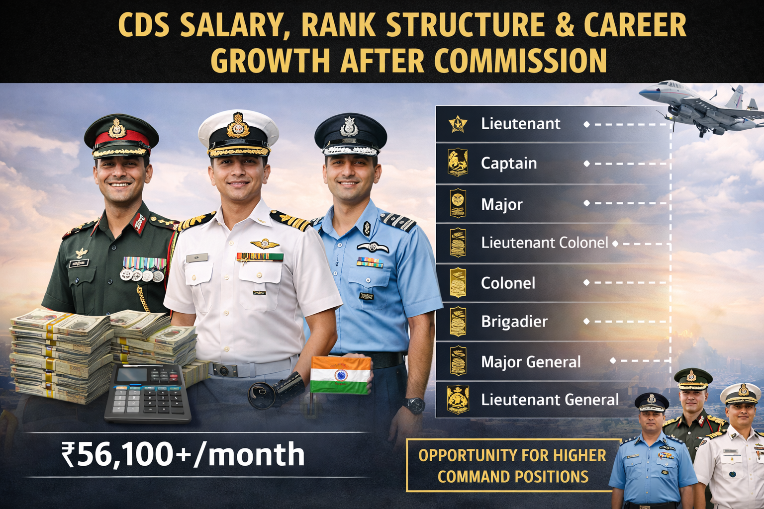 CDS Salary, Rank Structure & Career Growth After Commission – Complete Guide