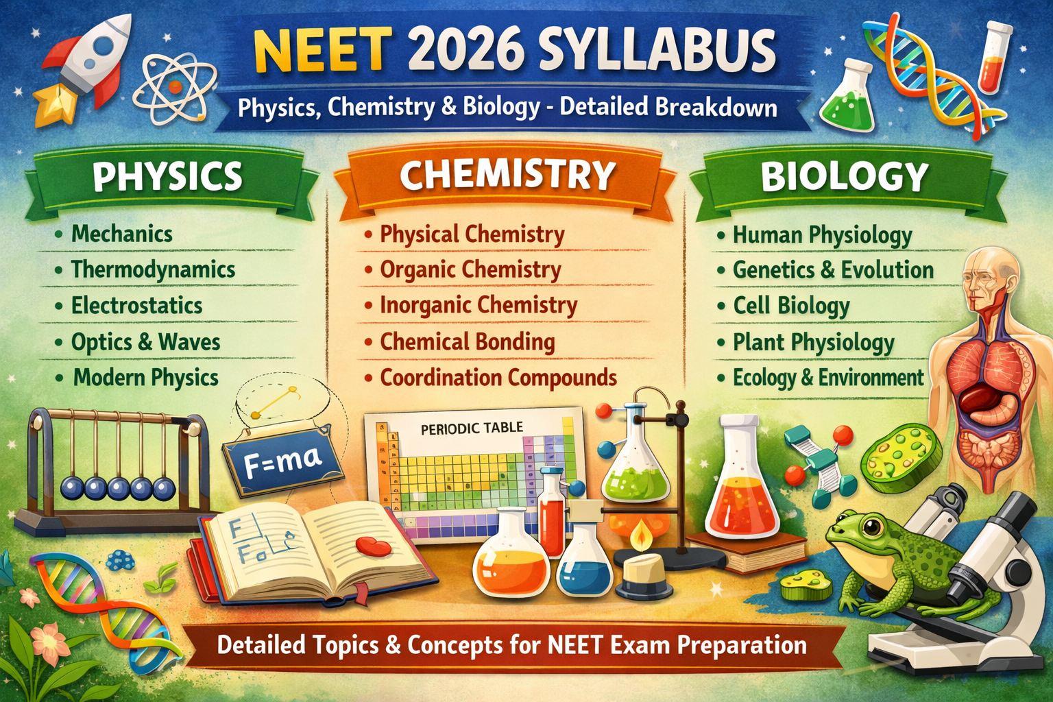 NEET 2026 Syllabus (Physics, Chemistry & Biology) – Detailed Breakdown