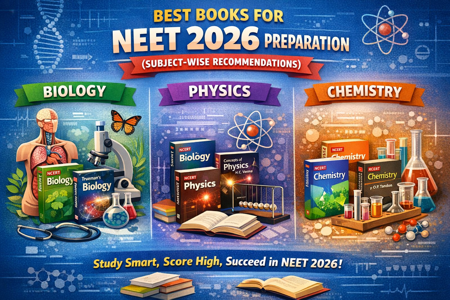 Best Books for NEET 2026 Preparation (Subject-Wise Recommendations)