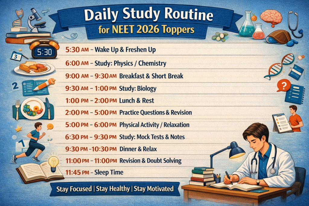 Daily Study Routine for NEET 2026 Toppers