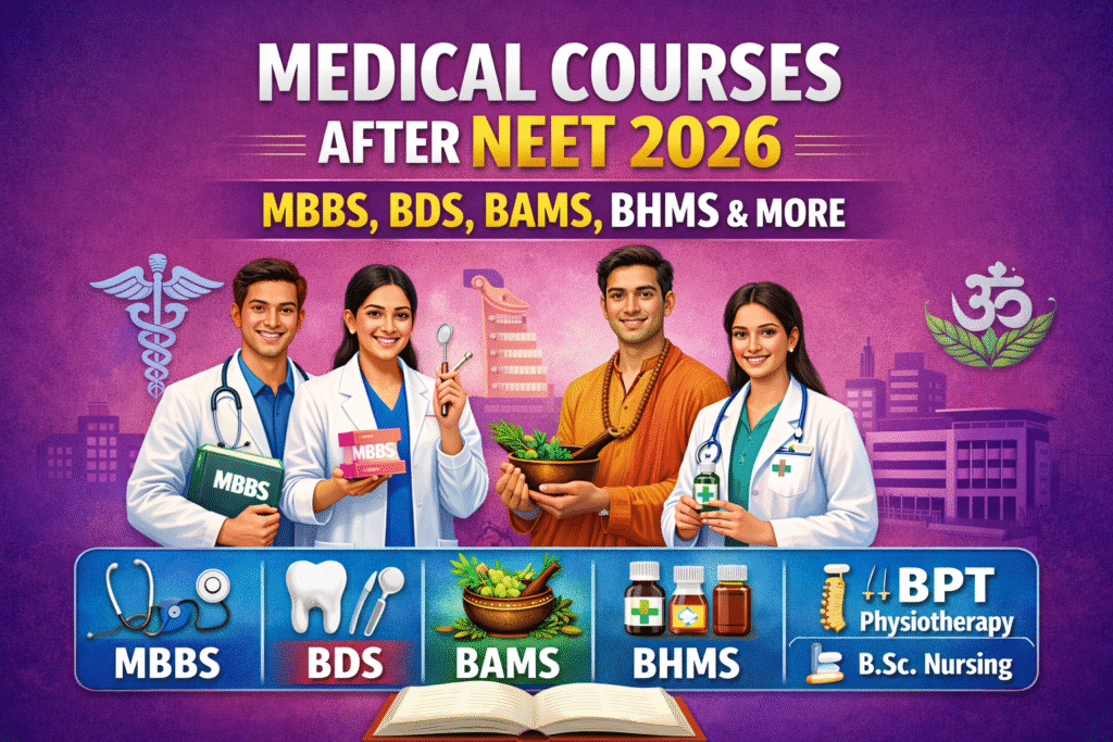 Multiple Medical Program Pic MEDICAL COURSES AFTER NEET 2026: MBBS, BDS, BAMS, BHMS & MORE