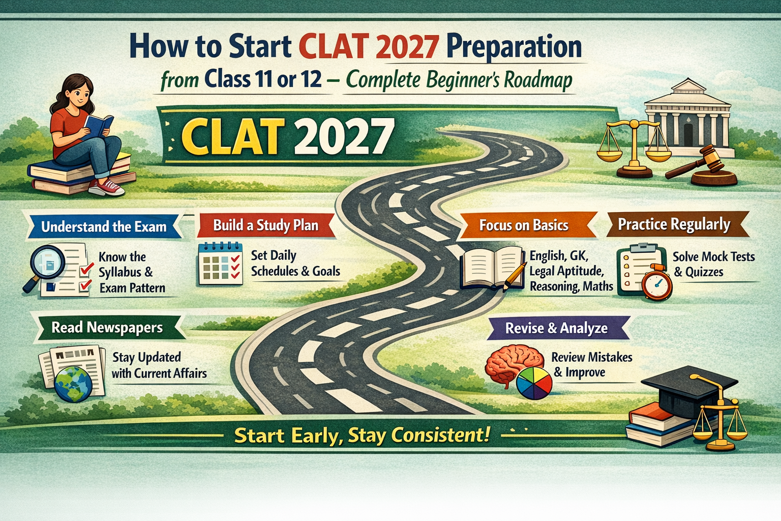 How to Start CLAT 2027 Preparation from Class 11 or 12 – Complete Beginner’s Roadmap