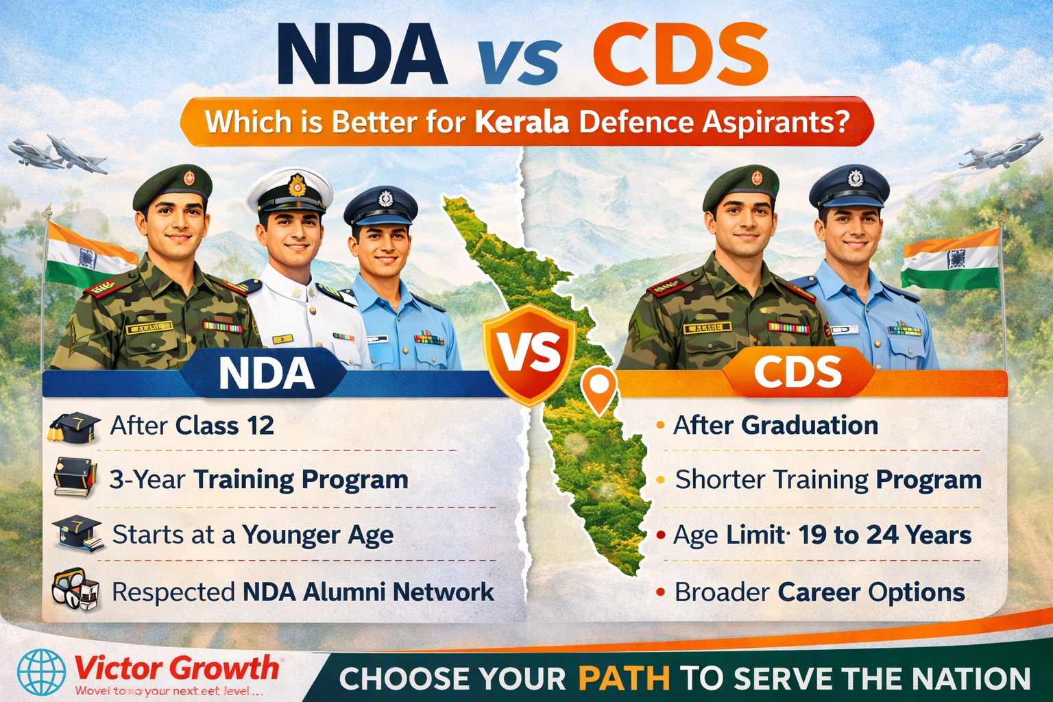 NDA vs CDS: Which is Better for Kerala Defence Aspirants?