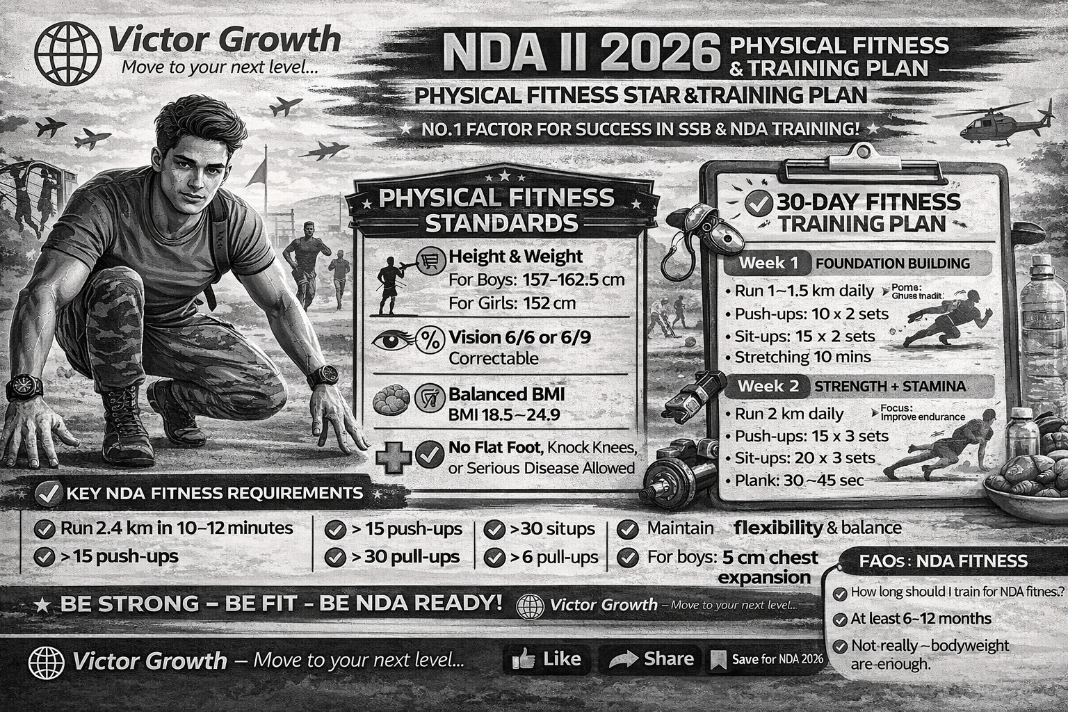 NDA II 2026 Physical Fitness Standards & Training Plan