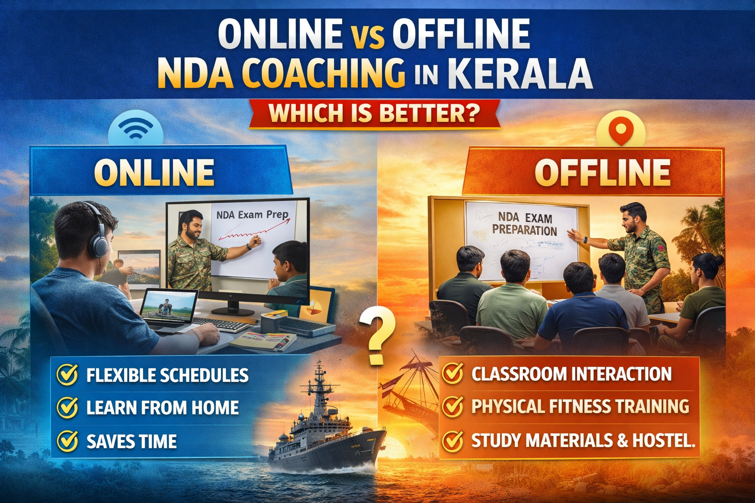 Online vs Offline NDA Coaching in Kerala – Which Is Better?