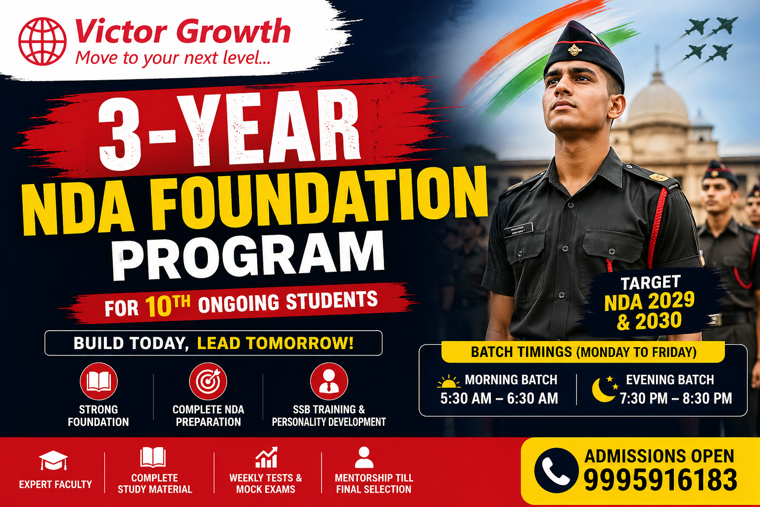 3-Year NDA Foundation Coaching Program (For Students Currently Studying in Class 10)