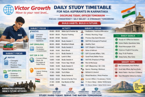 DAILY STUDY TIMETABLE FOR NDA ASPIRANTS IN KARNATAKA