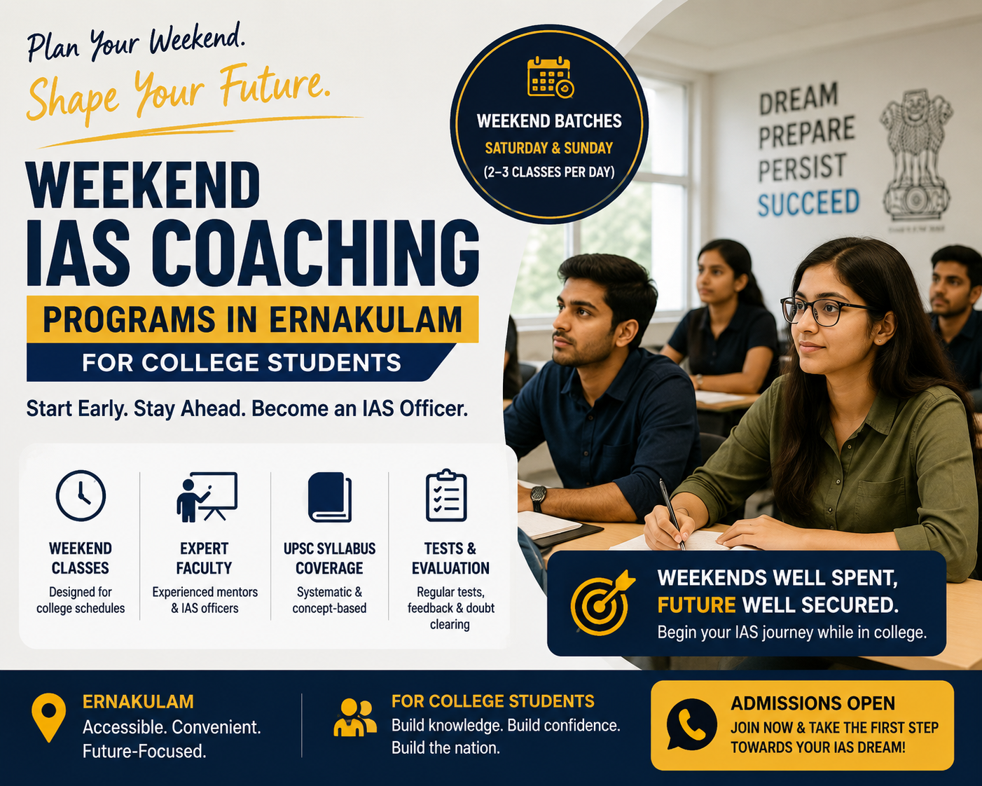 Weekend IAS Coaching Programs in Ernakulam for College Students