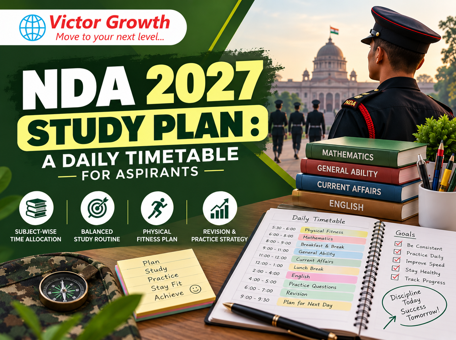 NDA 2027 STUDY PLAN : A DAILY TIMETABLE FOR ASPIRANTS